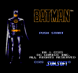 Batman The Video Game title screen for NES